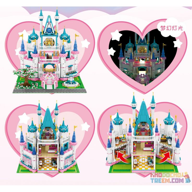 SEMBO 604003 non  LÂU ĐÀI CÔNG CHÚA ÁNH SÁNG bộ đồ chơi xếp lắp ráp ghép mô hình  Các Bạn Gái 3008 khối