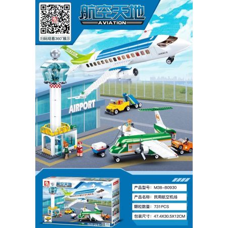 SLUBAN M38-B0930 B0930 0930 M38B0930 38-B0930 non  SÂN BAY HÀNG KHÔNG DÂN DỤNG bộ đồ chơi xếp lắp ráp ghép mô hình City AVIATION AIRPOT Thành Phố 731 khối