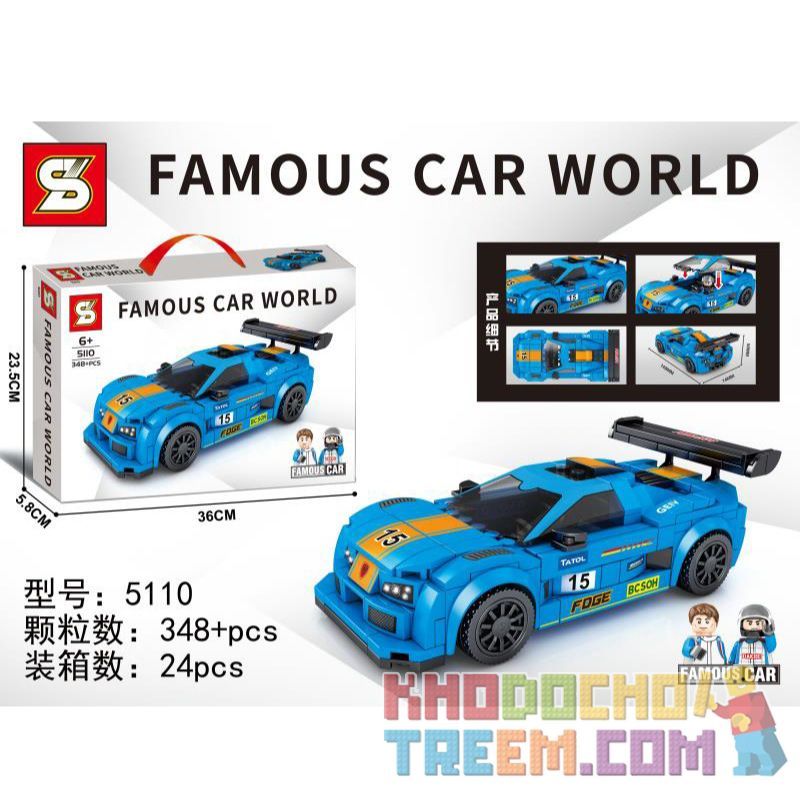 SEMBO 607325 SHENG YUAN SY 5110 non  THẾ GIỚI XE SANG APOLLO bộ đồ chơi xếp lắp ráp ghép mô hình Racers FAMOUS CAR WORLD Đua Tốc Độ 348 khối