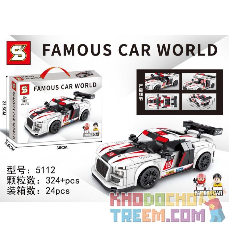 SEMBO 607327 SHENG YUAN SY 5112 non  AUDI. bộ đồ chơi xếp lắp ráp ghép mô hình Racers FAMOUS CAR WORLD Đua Tốc Độ 324 khối
