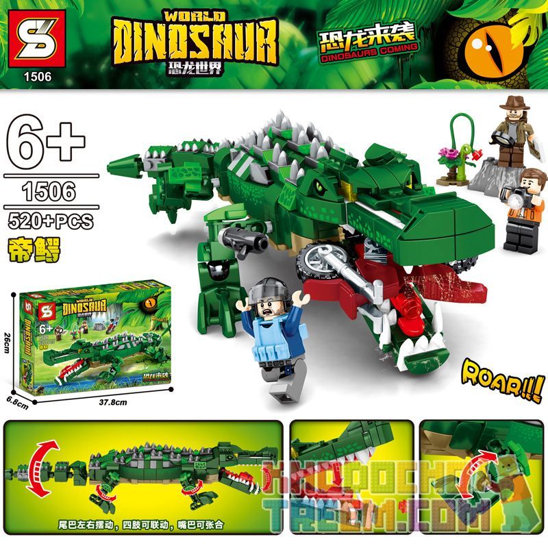 SHENG YUAN SY SY1506 1506 non  CÁ SẤU HOÀNG ĐẾ bộ đồ chơi xếp lắp ráp ghép mô hình Jurassic World DINOSAURS COMING Thế Giới Khủng Long 520 khối