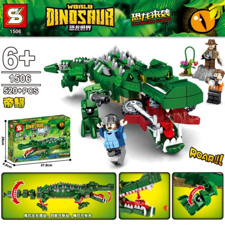 SHENG YUAN SY SY1506 1506 non  CÁ SẤU HOÀNG ĐẾ bộ đồ chơi xếp lắp ráp ghép mô hình Jurassic World DINOSAURS COMING Thế Giới Khủng Long 520 khối
