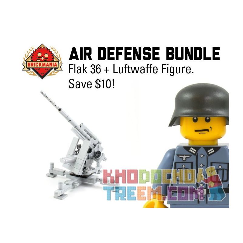 BRICKMANIA 296-BUNDLE BUNDLE 296BUNDLE non  SÚNG PHÒNG KHÔNG 36 NĂM + HÌNH ẢNH NHỎ CỦA QUÂN ĐỨC bộ đồ chơi xếp lắp ráp ghép mô hình Military Army AIR DEFENSE BUNDLE FLAK 36 + LUFTWAFFE FIGURE Quân Sự Bộ Đội 149 khối