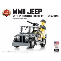 BRICKMANIA 2084_MEGA non  GÓI XE JEEP MEGATON TRONG THẾ CHIẾN II bộ đồ chơi xếp lắp ráp ghép mô hình Military Army WWII JEEP MEGATON BUNDLE Quân Sự Bộ Đội 141 khối