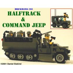 BRICKMANIA 203 non  XE BÁN TẢI TRONG THẾ CHIẾN II VÀ JEEP CHỈ HUY bộ đồ chơi xếp lắp ráp ghép mô hình Military Army WW2 HALFTRACK AND COMMAND JEEP Quân Sự Bộ Đội 342 khối