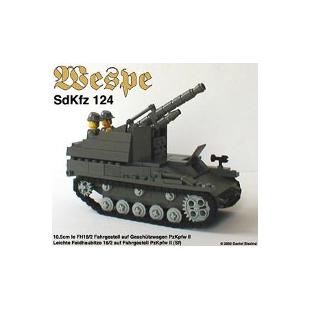 BRICKMANIA 205 non  PHÁO TỰ HÀNH WASP bộ đồ chơi xếp lắp ráp ghép mô hình Military Army SDKFZ 124 “WESPE” GERMAN SELF PROPELLED GUN Quân Sự Bộ Đội 359 khối