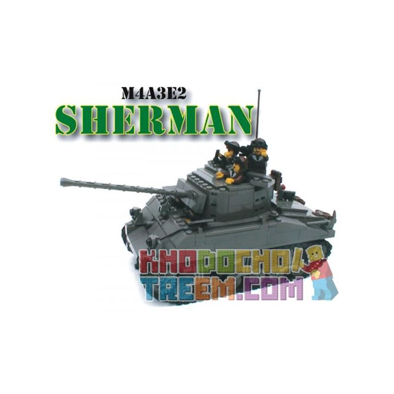 BRICKMANIA 206 non  XE TĂNG TẤN CÔNG M4A3E2 SHERMAN "BIG MAC" bộ đồ chơi xếp lắp ráp ghép mô hình Military Army M4A3E2 SHERMAN “JUMBO” ASSAULT TANK Quân Sự Bộ Đội 978 khối