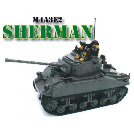 BRICKMANIA 206 non  XE TĂNG TẤN CÔNG M4A3E2 SHERMAN "BIG MAC" bộ đồ chơi xếp lắp ráp ghép mô hình Military Army M4A3E2 SHERMAN “JUMBO” ASSAULT TANK Quân Sự Bộ Đội 978 khối