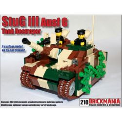 BRICKMANIA 210 non  SÚNG TẤN CÔNG SỐ 3 (NGỤY TRANG PHỤC KÍCH) bộ đồ chơi xếp lắp ráp ghép mô hình Military Army STUG III AUSF (AMBUSH CAMOUFLAGE) Quân Sự Bộ Đội 707 khối