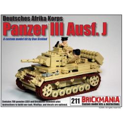 BRICKMANIA 211 non  XE TĂNG SỐ 3 (QUÂN ĐỘI ĐỨC PHI) bộ đồ chơi xếp lắp ráp ghép mô hình Military Army PANZER III AUSF L (AFRIKAKORPS) Quân Sự Bộ Đội 786 khối