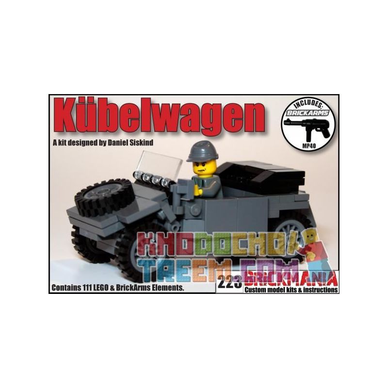 BRICKMANIA 223B non  XE THÙNG LOẠI 82 (XÁM ĐEN) bộ đồ chơi xếp lắp ráp ghép mô hình Military Army KÜBELWAGEN (DARK GRAY) Quân Sự Bộ Đội 111 khối
