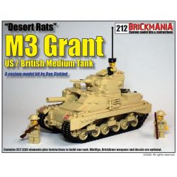 BRICKMANIA 212 non  TĂNG HẠNG TRUNG M3 "GRANT" bộ đồ chơi xếp lắp ráp ghép mô hình Military Army M3 “GRANT” MEDIUM TANK Quân Sự Bộ Đội 822 khối