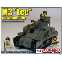 BRICKMANIA 213 non  TĂNG HẠNG TRUNG M3 "LI" bộ đồ chơi xếp lắp ráp ghép mô hình Military Army M3 “LEE” MEDIUM TANK Quân Sự Bộ Đội 840 khối