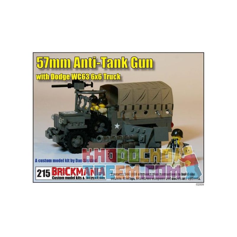 BRICKMANIA 215 non  WC63 + M1 SÚNG CHỐNG TĂNG 57MM bộ đồ chơi xếp lắp ráp ghép mô hình Military Army WC63 + M1 57MM ANTI-TANK GUN Quân Sự Bộ Đội 344 khối
