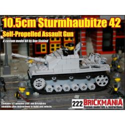 BRICKMANIA 222 non  LỰU PHÁO TẤN CÔNG 10 5 CM 42 bộ đồ chơi xếp lắp ráp ghép mô hình Military Army 10.5CM STURMHAUBITZE 42 Quân Sự Bộ Đội 577 khối