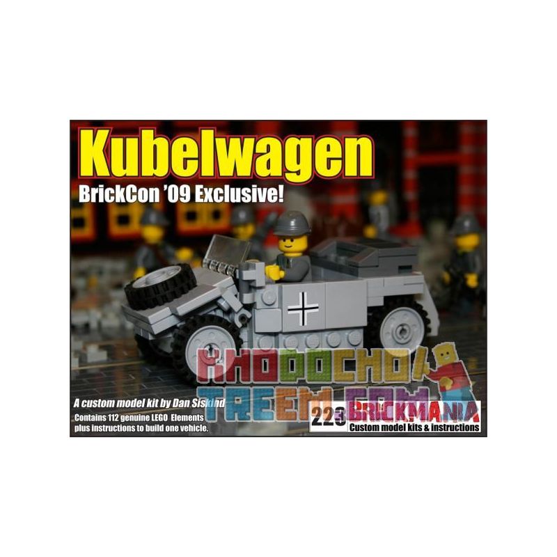 BRICKMANIA 223 non  XE THÙNG KIỂU 82 (DÀNH RIÊNG CHO BRICKCON 2009) bộ đồ chơi xếp lắp ráp ghép mô hình Military Army KÜBELWAGEN (BRICKCON ’09 EXCLUSIVE) Quân Sự Bộ Đội 112 khối
