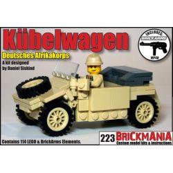 BRICKMANIA 223T non  XE THÙNG LOẠI 82 (VÀNG NÂU) bộ đồ chơi xếp lắp ráp ghép mô hình Military Army KÜBELWAGEN (TAN) Quân Sự Bộ Đội 114 khối