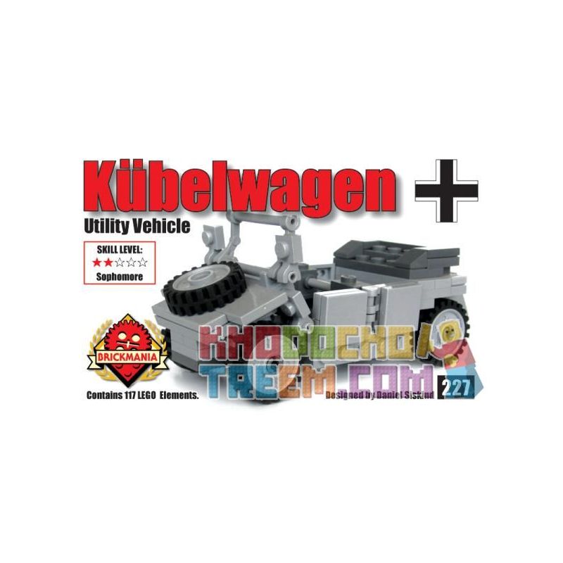 BRICKMANIA 227 non  XE THÙNG KIỂU 82 (V2) bộ đồ chơi xếp lắp ráp ghép mô hình Military Army KÜBELWAGEN (V2) Quân Sự Bộ Đội 117 khối