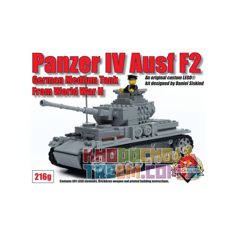 BRICKMANIA 216G non  XE TĂNG BỐN bộ đồ chơi xếp lắp ráp ghép mô hình Military Army PANZER IV AUSF F2 Quân Sự Bộ Đội 720 khối