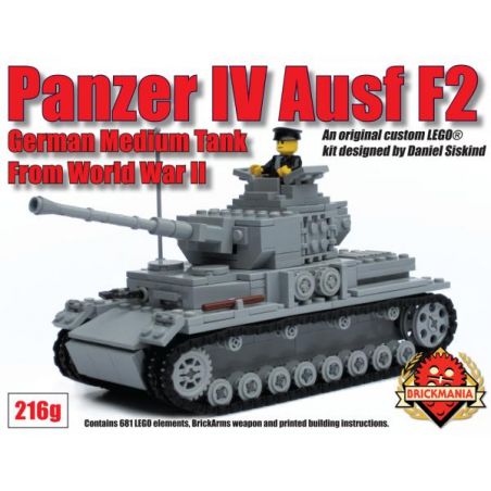 BRICKMANIA 216G non  XE TĂNG BỐN bộ đồ chơi xếp lắp ráp ghép mô hình Military Army PANZER IV AUSF F2 Quân Sự Bộ Đội 720 khối