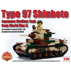BRICKMANIA 230 non  TĂNG HẠNG TRUNG KIỂU 97 bộ đồ chơi xếp lắp ráp ghép mô hình Military Army TYPE 97 SHINHOTO Quân Sự Bộ Đội 445 khối