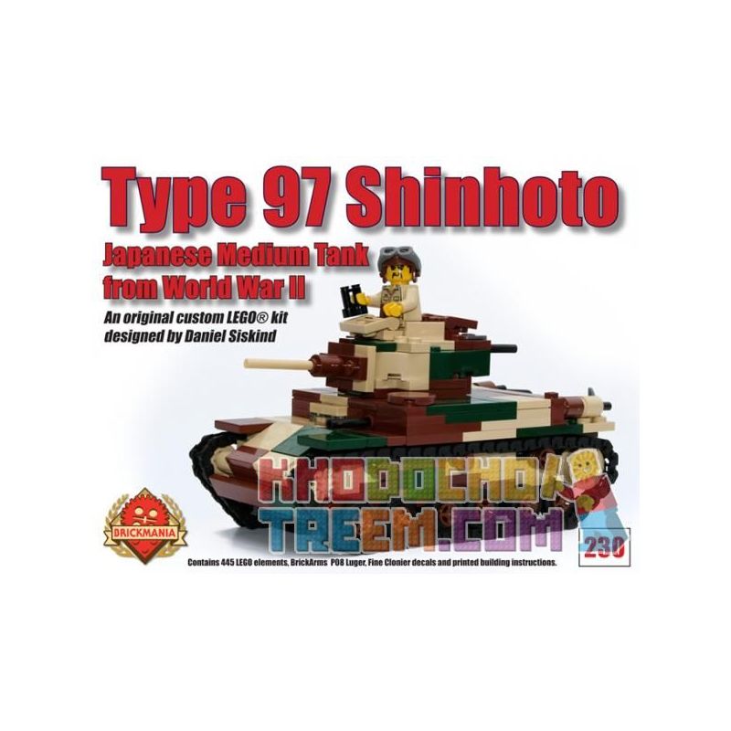 BRICKMANIA 230 non  TĂNG HẠNG TRUNG KIỂU 97 bộ đồ chơi xếp lắp ráp ghép mô hình Military Army TYPE 97 SHINHOTO Quân Sự Bộ Đội 445 khối