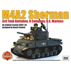 BRICKMANIA 231 non  XE TĂNG M4A2 SHERMAN bộ đồ chơi xếp lắp ráp ghép mô hình Military Army Quân Sự Bộ Đội 819 khối