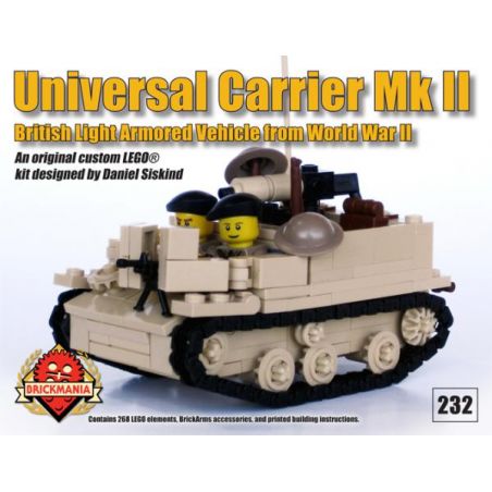 BRICKMANIA 232 non  XE PHỔ THÔNG MK II bộ đồ chơi xếp lắp ráp ghép mô hình Military Army UNIVERSAL CARRIER MK II Quân Sự Bộ Đội 268 khối