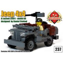 BRICKMANIA 237 non  XE JEEP 4 × bộ đồ chơi xếp lắp ráp ghép mô hình Military Army JEEP 4×4 Quân Sự Bộ Đội 149 khối