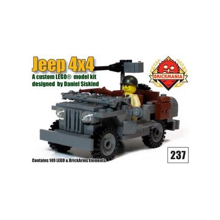 BRICKMANIA 237 non  XE JEEP 4 × bộ đồ chơi xếp lắp ráp ghép mô hình Military Army JEEP 4×4 Quân Sự Bộ Đội 149 khối