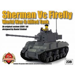 BRICKMANIA 239 non  SHERMAN FIREFLY. bộ đồ chơi xếp lắp ráp ghép mô hình Military Army SHERMAN VC FIREFLY Quân Sự Bộ Đội 737 khối