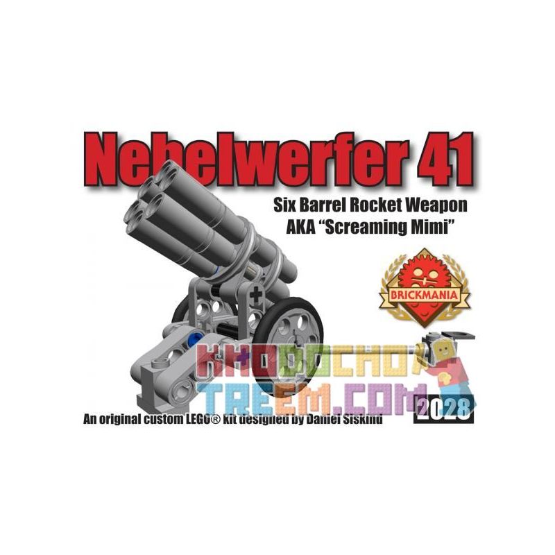 BRICKMANIA 2028 non  BỆ PHÓNG TÊN LỬA SÁU BUỒNG bộ đồ chơi xếp lắp ráp ghép mô hình Military Army NEBELWERFER 41 Quân Sự Bộ Đội 63 khối