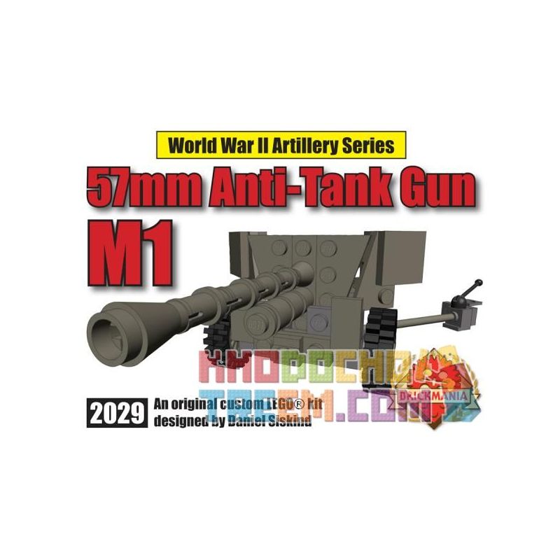 BRICKMANIA 2029 non  SÚNG CHỐNG TĂNG M1 57MM bộ đồ chơi xếp lắp ráp ghép mô hình Military Army M1 57MM ANTI-TANK GUN Quân Sự Bộ Đội 72 khối