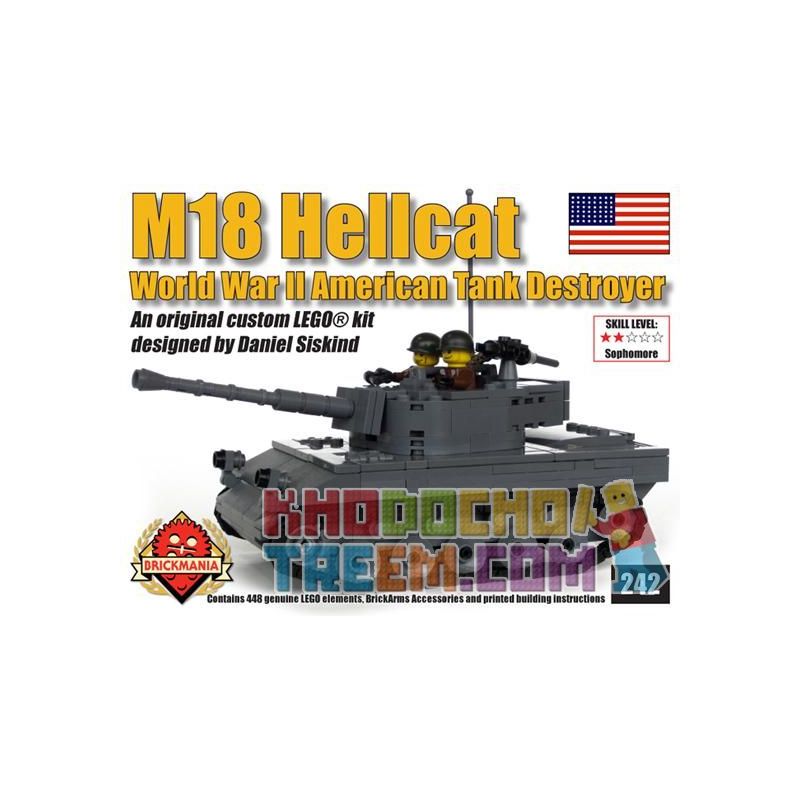 BRICKMANIA 242 non  M18 HELL CAT. bộ đồ chơi xếp lắp ráp ghép mô hình Military Army M18 HELLCAT Quân Sự Bộ Đội 448 khối