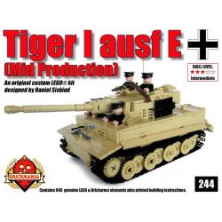 BRICKMANIA 244 non  XE TĂNG TIGER (TAN) bộ đồ chơi xếp lắp ráp ghép mô hình Military Army TIGER AUSF (TAN) Quân Sự Bộ Đội 949 khối