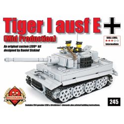 BRICKMANIA 245 non  XE TĂNG TIGER (XÁM) bộ đồ chơi xếp lắp ráp ghép mô hình Military Army TIGER AUSF (GRAY) Quân Sự Bộ Đội 954 khối