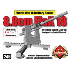 BRICKMANIA 246 non  18 LOẠI SÚNG PHÒNG KHÔNG 8CM bộ đồ chơi xếp lắp ráp ghép mô hình Military Army 8.8CM FLAK 18 Quân Sự Bộ Đội 94 khối