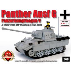 BRICKMANIA 248 non  XE TĂNG LEOPARD LOẠI G-V2 (XÁM) bộ đồ chơi xếp lắp ráp ghép mô hình Military Army PANTHER AUSF G – V2 (GRAY) Quân Sự Bộ Đội 787 khối