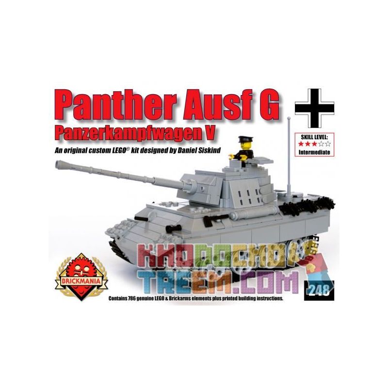 BRICKMANIA 248 non  XE TĂNG LEOPARD LOẠI G-V2 (XÁM) bộ đồ chơi xếp lắp ráp ghép mô hình Military Army PANTHER AUSF G – V2 (GRAY) Quân Sự Bộ Đội 787 khối