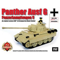 BRICKMANIA 252 non  LEOPARD TANK LOẠI G (VÀNG NÂU) bộ đồ chơi xếp lắp ráp ghép mô hình Military Army PZKFW V AUSF G PANTHER (TAN) Quân Sự Bộ Đội 793 khối