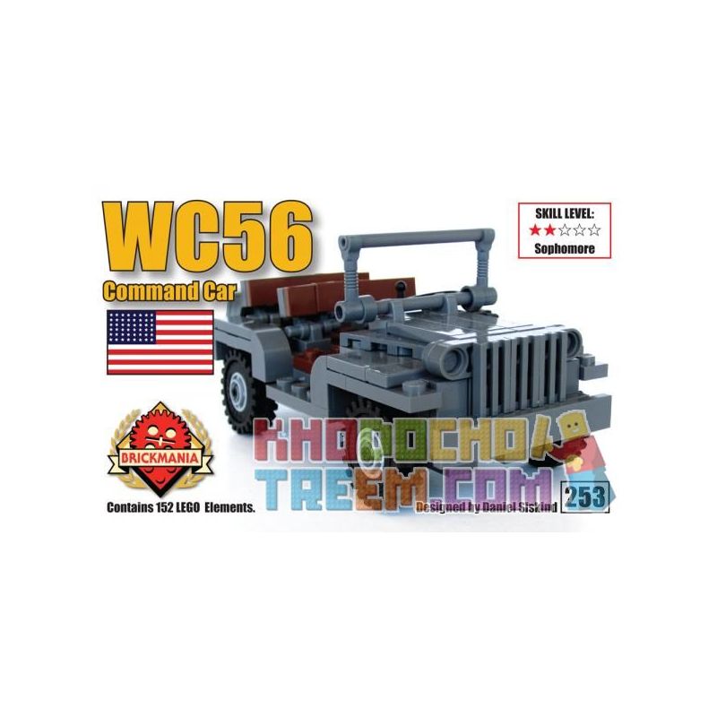 BRICKMANIA 253 non  XE CHỈ HUY WC56 bộ đồ chơi xếp lắp ráp ghép mô hình Military Army WC56 COMMAND CAR Quân Sự Bộ Đội 152 khối