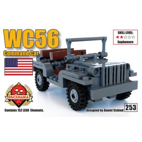 BRICKMANIA 253 non  XE CHỈ HUY WC56 bộ đồ chơi xếp lắp ráp ghép mô hình Military Army WC56 COMMAND CAR Quân Sự Bộ Đội 152 khối