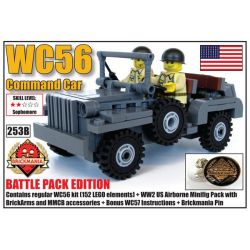 BRICKMANIA 253B non  GÓI CHIẾN ĐẤU XE CHỈ HUY WC56 bộ đồ chơi xếp lắp ráp ghép mô hình Military Army WC56 COMMAND CAR BATTLE PACK Quân Sự Bộ Đội 164 khối