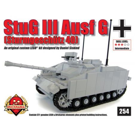 BRICKMANIA 254 non  SÚNG TẤN CÔNG SỐ 3 KIỂU bộ đồ chơi xếp lắp ráp ghép mô hình Military Army STUG III AUSF – STURMGESCHUTZ 41 Quân Sự Bộ Đội 571 khối