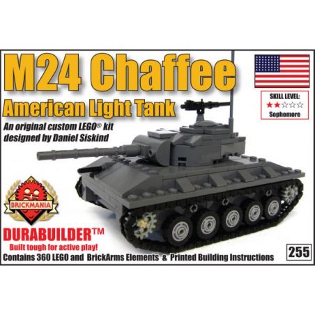BRICKMANIA 255 non  TĂNG HẠNG NHẸ M24 XIAFEI bộ đồ chơi xếp lắp ráp ghép mô hình Military Army M24 CHAFFEE LIGHT TANK (DURABUILDER KIT) Quân Sự Bộ Đội 360 khối