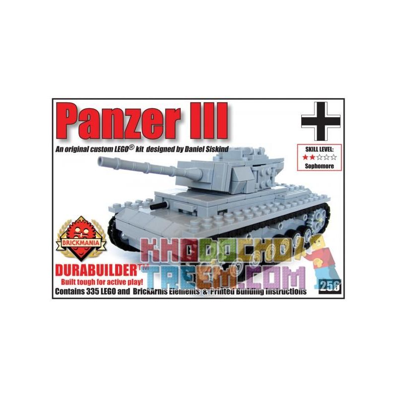 BRICKMANIA 256 non  PHIÊN BẢN TANK THREE-DURABUILDER bộ đồ chơi xếp lắp ráp ghép mô hình Military Army PANZER III – DURABUILDER EDITION Quân Sự Bộ Đội 335 khối