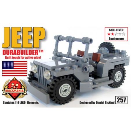 BRICKMANIA 257 non  XE JEEP (DURABUILDER) bộ đồ chơi xếp lắp ráp ghép mô hình Military Army JEEP (DURABUILDER EDITION) Quân Sự Bộ Đội 114 khối
