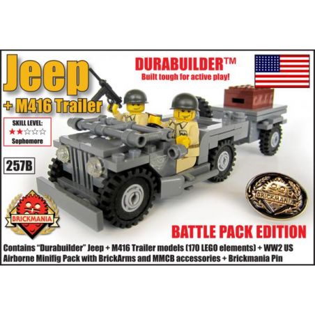 BRICKMANIA 257B non  XE JEEP + M416 bộ đồ chơi xếp lắp ráp ghép mô hình Military Army JEEP + M416 TRAILER – LTD. BATTLE PACK EDITION Quân Sự Bộ Đội 2 khối