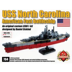 BRICKMANIA 704 non  USS BẮC CAROLINA (1 700) bộ đồ chơi xếp lắp ráp ghép mô hình Military Army USS NORTH CAROLINA (1/700 SCALE) Quân Sự Bộ Đội 445 khối