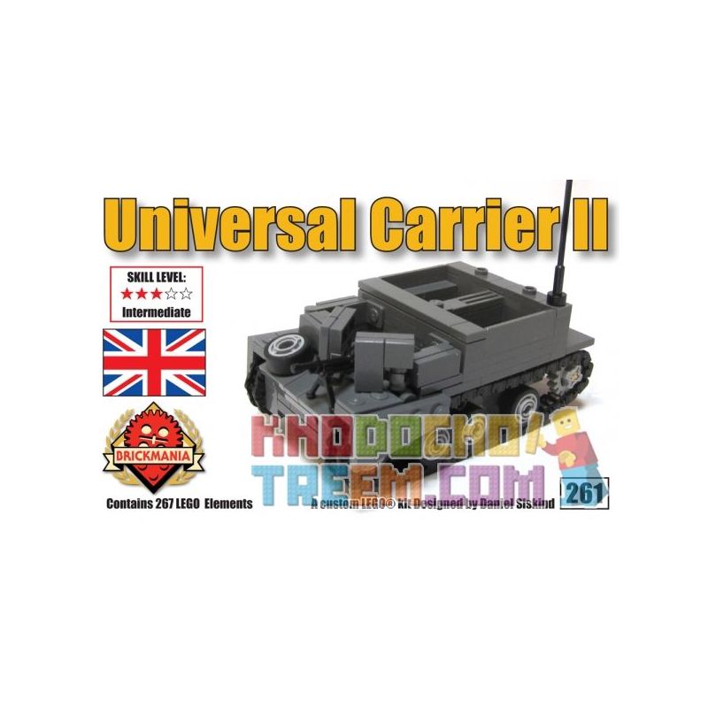 BRICKMANIA 260 non  XE PHỔ THÔNG MK II bộ đồ chơi xếp lắp ráp ghép mô hình Military Army UNIVERSAL CARRIER MK II Quân Sự Bộ Đội 267 khối